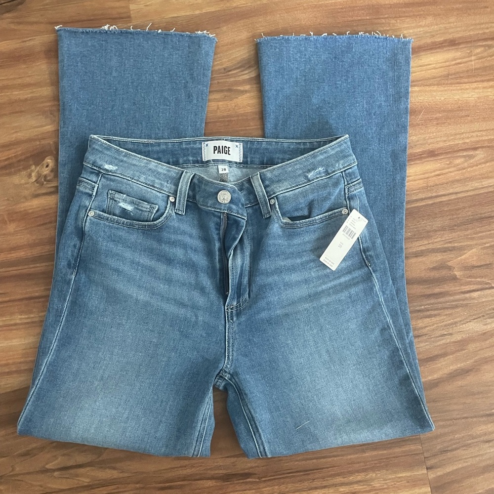 Paige Colette denim crop flare Jeans bellflower 28 NEW NWT
